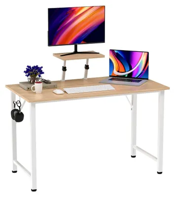 Produktbild von Kleiner Holzschreibtisch mit aufklappbarem Monitorständer und Kopfhörerhaken, 100 x 50 x 75 – 91 cm