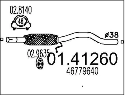 Produktbild von MTS Abgasrohr Auspuffrohr für FIAT Seicento / 600 Schrägheck (187) Vorne 01.41260