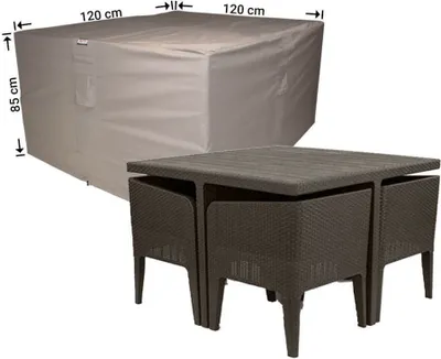 Produktbild von Raffles Covers Schutzhaube für kleine Sitzgruppe 120 x 120 H: 85 cm | Atmungsaktiv | Wasserdicht | UV-beständig | Doppelnähte | Elastischer Kordelzug