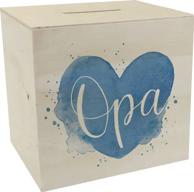 Produktbild von Opa-Herz Spardose aus Holz mit Spruch Opa