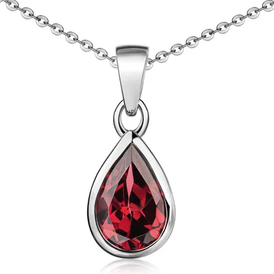 Produktbild von MATERIA by Matthias Wagner Granat Anhänger Silber 925 Tropfen rot rhodiniert wahlweise mit Kette KA-274-Rot