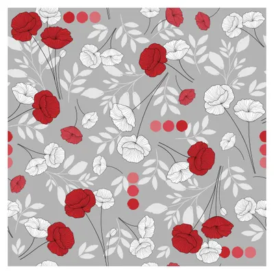 Produktbild von Runde fleckenabweisende Tischdecke mit Mohnblumenmotiv