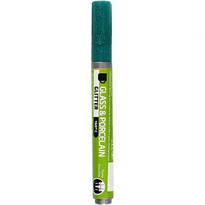 Image de Stylo verre et porcelaine pailleté semi-opaque - Vert foncé