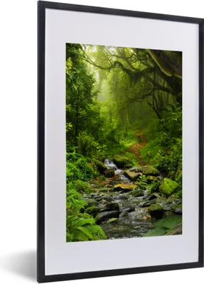 Produktbild von MuchoWow® Gerahmtes Poster Natur - Wasser - Dschungel - Wald - Tropisch 40x60 cm - Poster mit Schwarzem Bilderrahmen Wandposter Rahmen Foto Bilder - Poster in Rahmen
