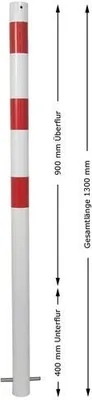 Produktbild von Absperrpfosten aus Stahlrohr Ø 60 mm, zum Einbetonieren, mit Lackierung ohne Ösen