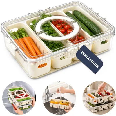 Produktbild von WELLHAUS Küchen Organizer Kunststoff Box Fächer Deckel