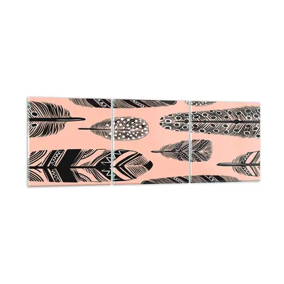 Produktbild von Bilder auf glas - Grafik Feder - 150x50cm - Glasbilder - Wandbilder - Bilder - Kunstdruck - zum Aufhängen bereit - Wanddekoration aus Glas - Glas Bilder - Wandbild auf Glas - 3 Teile - GCA150x50-3786