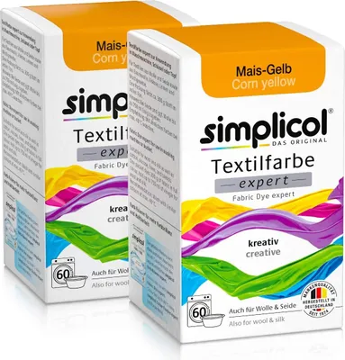 Produktbild von simplicol Textilfarbe expert, DIY Färbemittel für Stoff in verschiedenen Farben, Farbe:Mais-Gelb (1701), Größe:2er Pack