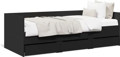 Image de vidaXL Lit de jour avec tiroirs sans matelas noir 75x190 cm