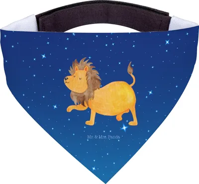 Produktbild von Mr. & Mrs. Panda Halstuch Hund Sternzeichen Löwe - Sternenhimmel Blau - Geschenk, Dreieckstuch, August, König Der Tiere, Für Hunde, Geburtstag, Bandana, Juli, Hals Tuch