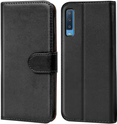 Produktbild von Conie Klapp Tasche für Samsung Galaxy A7 2018 Kartenfach Rundumschutz Hülle in Schwarz