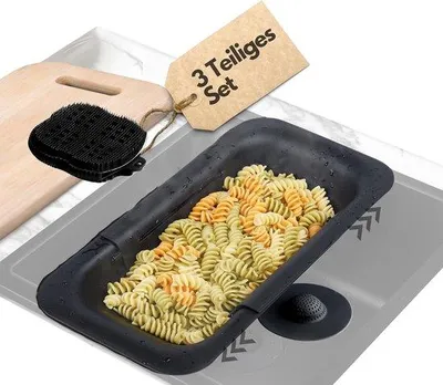 Produktbild von Famanu Abtropfsieb 3-teilig - ausziehbar für jede Spüle