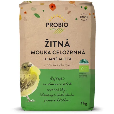 Obrázok produktu pre Organická jemne mletá celozrnná ražná múka 1 kg PROBIO