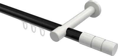 Produktbild von Interdeco Innenlaufstange / Gardinenstange mit Innenlauf Schwarz / Weiß, Typ Prestige Elanto (Rillenzylinder), 20 mm Ø 1-läufig, 280 cm