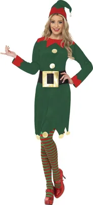 Produktbild von Damenkostüm Weihnachtselfe grün-rot