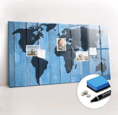 Produktbild von Magnetpinnwand Memoboard - Zubehörsatz - Weißer Marker + Schwamm + Magnete - 120 x 60 cm - Brettweltkarte