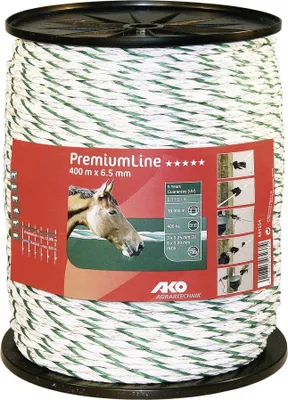 Produktbild von 400 m Weidezaunseil PremiumLine Ø 6,5 mm Bruchlast 400 kg verzinnte Kupferleiter