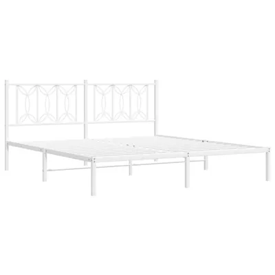 Productafbeelding van Bedframe met hoofdbord metaal wit 183x213 cm