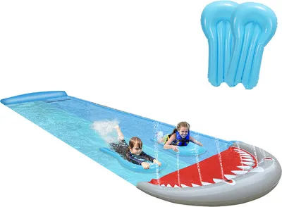 Produktbild von Jopassy Wasserrutsch 5.5*1.45m mit 2 Bodyboards Sprinkler Rasen Wasserrutschbahn PVC Wasserbahn Hinterhof