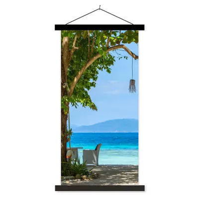 Produktbild von MuchoWow® Textilposter Tropisch - Strand - Meer 90x180 cm mit schwarzem Rahmen - Dekoration Wohnzimmer