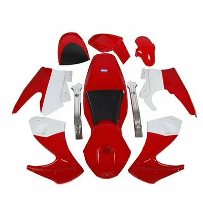 Produktbild von Verkleidung Set komplett rot weiss Pocket Bike HMParts