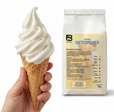 Produktbild von Bazko Sahne Geschmack Eispulver für Eismaschine | Softeispulver 4 kg für 12 kg Eis