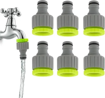 Immagine prodotto di Adattatore per rubinetto a 6 pezzi, tubo da giardino, adattatore 2-in-1 per tubi da giardino da 1/2 pollice e 3/4 di pollice, adattatore per tubo da giardino per rubinetto