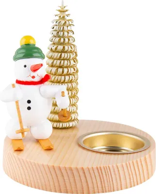 Produktbild von Kerzenhalter Schneemann mit Schneeschuh (10cm) von Zenker Volkskunst