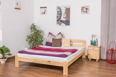 Produktbild von Holzbett 160 x 200 cm Kiefer massiv Natur mit Lattenrost