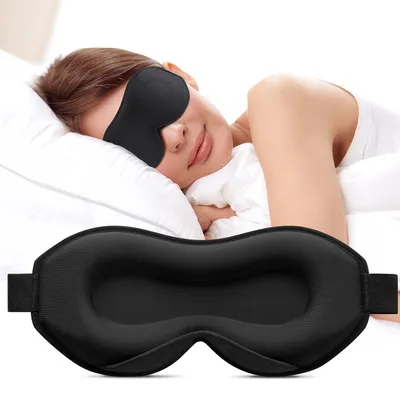Produktbild von Schlafmaske für Seitenschläfer, 100 % lichtundurchlässige 3D-Schlafbrille für Damen und Herren mit weichem, bequemem Sitz und verstellbarem Band, ideal für Reisen und Flugreisen, schwarz