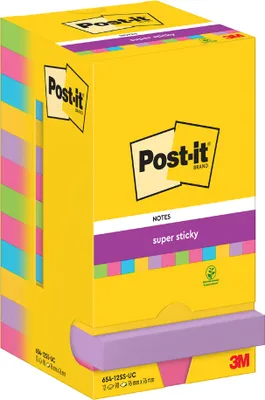 Produktbild von Post-it Super Sticky Notes Haftnotizen 76 x 76 mm farbig 12 Blöcke á 90 Blatt