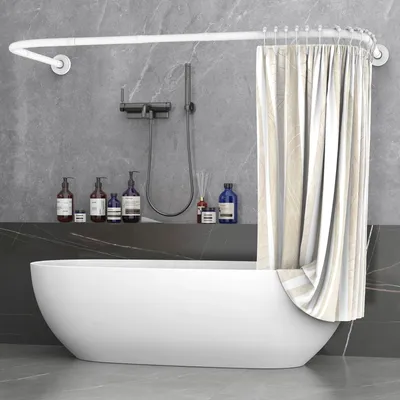 Image de Tringle de rideau de douche en forme de U avec tendeur