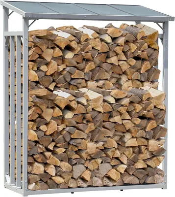 Produktbild von Holzschuppen – Holzaufbewahrung – Für den Außenbereich – Polycarbonat-Dach – 143 x 70 x 185 cm – Anthrazit
