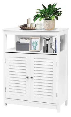 Image de Armoire de salle de bain avec étagère et étagère réglable, dimensions 60 x 30 x 80 cm, couleur blanche