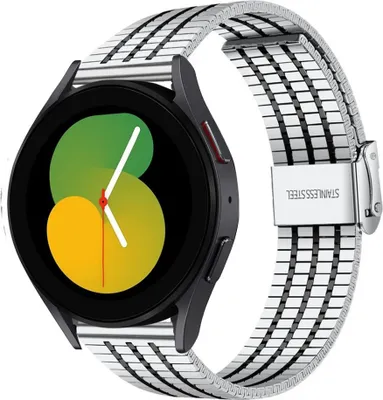 Produktbild von Strap-it Edelstahlarmband - Kompatibel mit Samsung Galaxy Watch 5 Armband 40mm Ersatzarmband Edelstahl - Verstellbarer Verschluss - Hochwertiges Material - für Samsung Galaxy Armband Silber