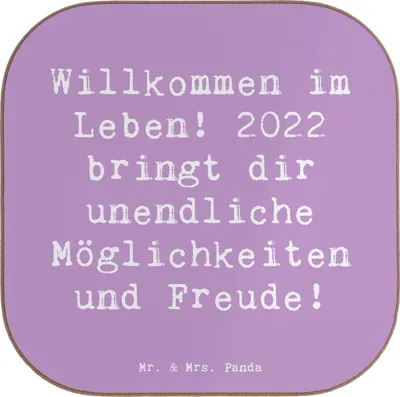 Produktbild von Mr. & Mrs. Panda Untersetzer für Gläser Spruch 2022 Geburtstag Freude - Lavendeltraum - Geschenk, Inspiration, Geburtstagsfreude, gläseruntersetzer, Happy Birthday, Alter