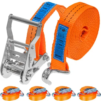 Obrázek produktu pro Sada 4 kusů upevňovacích popruhů, nosnost 1500 kg, délka 6,5 m, šířka 25 mm