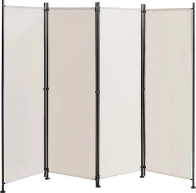 Productafbeelding van Ruimtescheiding met 4 panelen, beige kleur - 220x170 cm, met verstelbare poten
