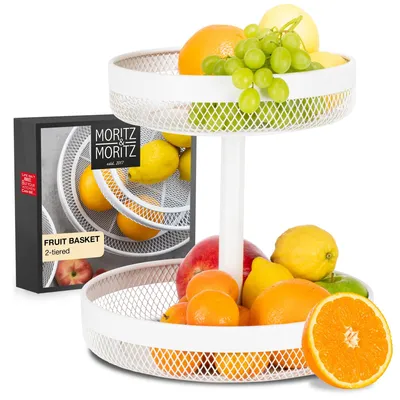 Produktbild von Weiße, metallene Obst- und Gemüseablage, 2 Etagen