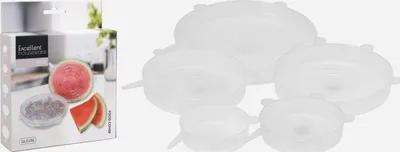 Produktbild von 5er Set Mehrwegdeckel Excellent Houseware, Silikon, transparent