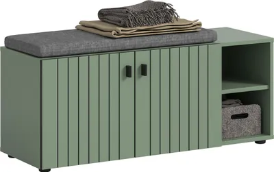 Produktbild von xonox.home Station Sitzbank kl. Sitzkissen (B/H/T: 106x43x37 cm) Smoke Green Nachbildung
