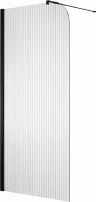 Image de Paroi de douche italienne flûtée - 100 x 195 cm - Noir - Gauche - LUCIA