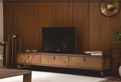 Produktbild von Casa Padrino Luxus TV Schrank mit 3 Schubladen Braun 240 cm - Wohnzimmer & Hotel Möbel