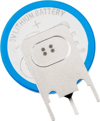Produktbild von Lithium-Batterie CR2032 PP3A Akyga AKY1086 3V / 210mAh 3-Pin Rastmaß 4mm
