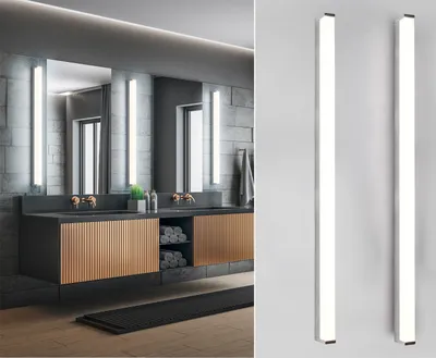 Produktbild von LED Badezimmer Wandleuchte Set Chrom 120cm Spiegelleuchten seitlich für Bad & WC