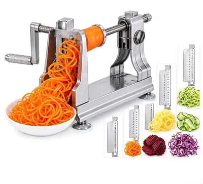 Produktbild von Gemüsespiralschneider mit Aluminiumgehäuse und 3 Messern