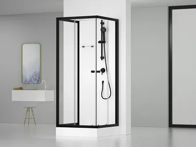 Zdjęcie produktu dla Marwell, prysznic kompletny Flex Space 80x80x195 cm – kompaktowa kabina kwadratowa w zestawie z brodzikiem