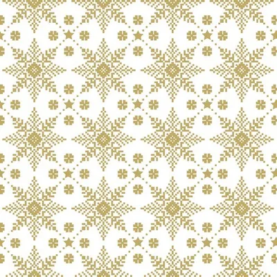 Produktbild von 20 Servietten Golden Snow - Muster aus goldenen Schneeflocken weiß 33x33cm