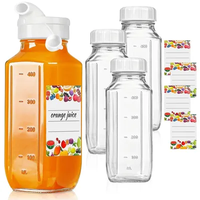 Productafbeelding van Set van 4 Glazen Flessen 500ml met Schenktuit