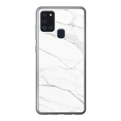 Produktbild von MuchoWow® Handyhülle Schutzhülle Hülle für Samsung Galaxy A21s Marmor - Weiß - Linie - Muster - Luxus - Marmoroptik Silikon Softcase Handy Hülle - Hartschale